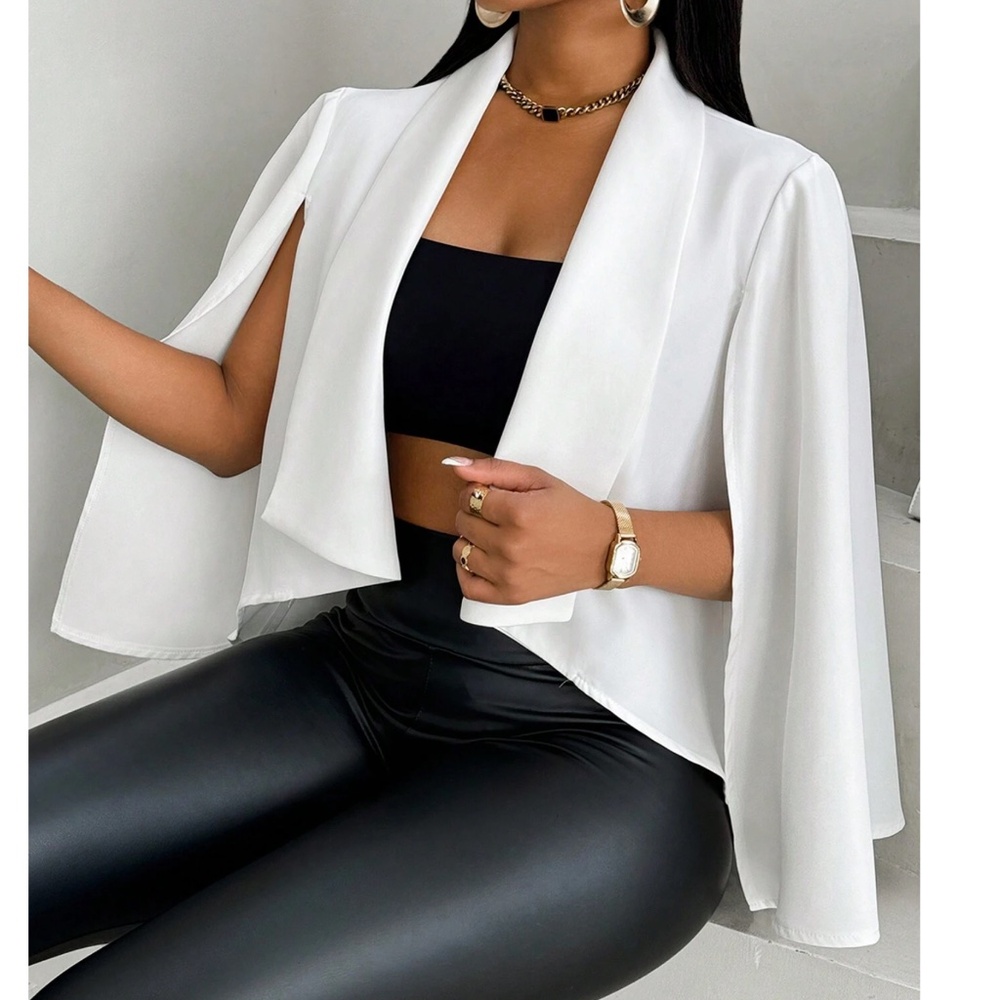 Classic white Cape work office evening Blazer - Picture 2 of 5